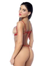 Two-Piece Red Lingerie Set with Underwire Top and Rhinestone Fringe – Small/Medium - Image 2