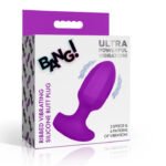 Ribbed Vibrating Silicone Butt Plug - Purple