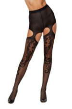 Patterned Garter Hose – Black – One Size - Image 2