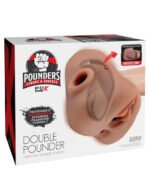 PDX Plus Double Pounder Vibrating Squeeze Stroker – Brown