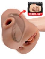 PDX Plus Double Pounder Vibrating Squeeze Stroker – Brown - Image 3