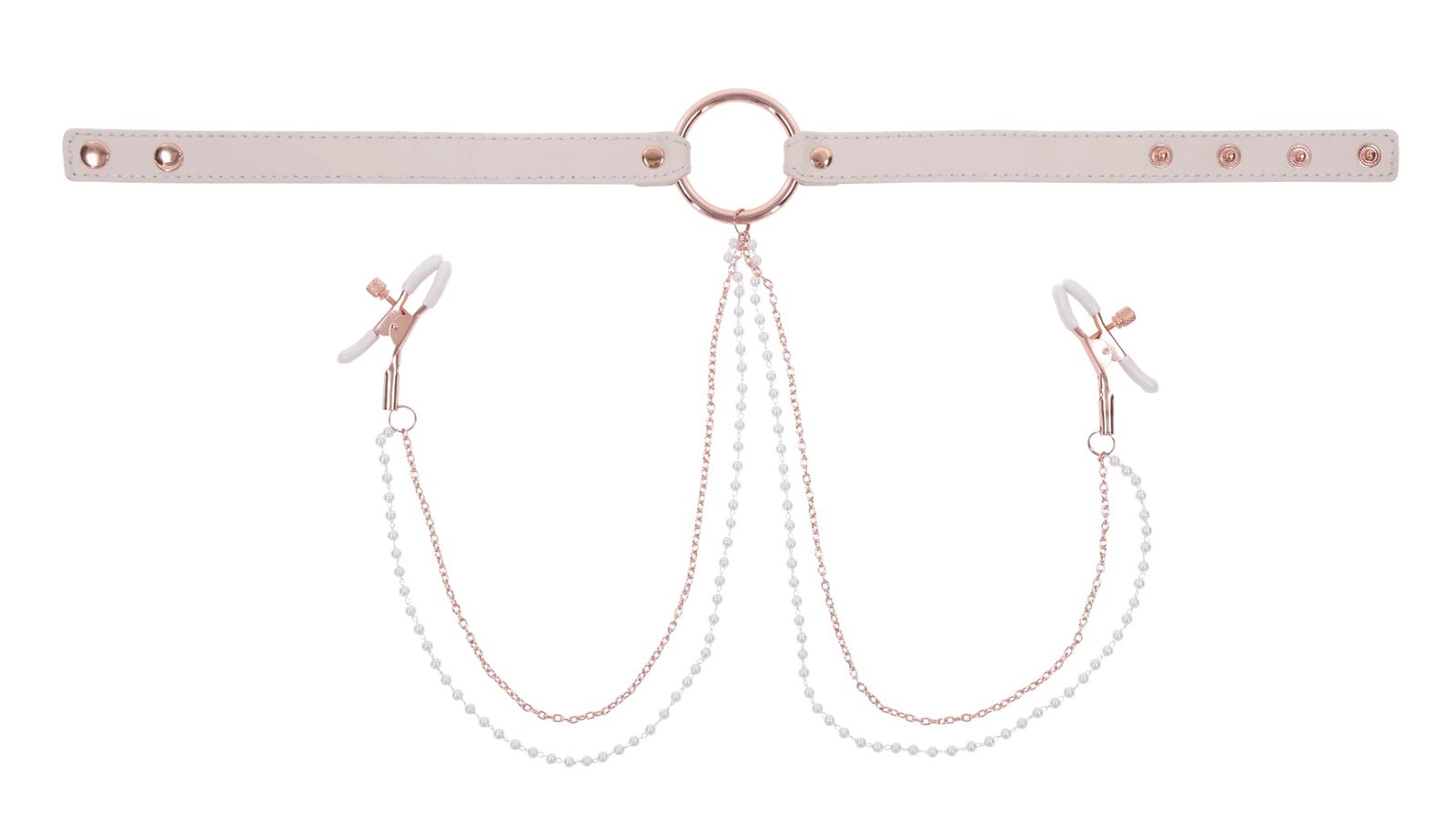 peaches-n-creame-collar-with-nipple-clamps-pink Peaches N Creame Collar With Nipple Clamps - Pink - Image 1