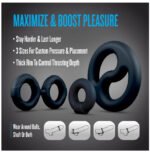 Performance Plus Throttle 3-Ring Cock Ring and Ball Stretcher Set – Black - Image 3