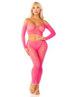Pink 2pc Croptop and Footless Tights - Os Tights - Os