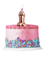 Pink Foil Penis Balloon Candle - Rose Gold - Image 2