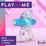 Play With Me  Bull Vibrating C-Ring - Blue - Image 5