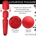 Pleasure Rose 10x Silicone Wand With Rose Attachment - Red - Image 2