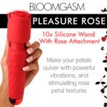 Pleasure Rose 10x Silicone Wand With Rose Attachment - Red - Image 3