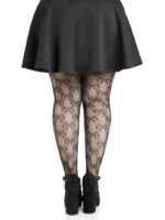 Plus Bow Net Tights – Black, 1X–2X - Image 2