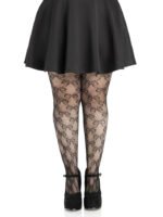 Plus Bow Net Tights – Black, 1X–2X