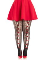 Plus Sweetheart Striped Tights Black Red