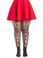 Plus Sweetheart Striped Tights Black Red - Image 3