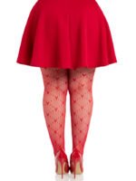 Plus Valentina Heart Net Tights - 1x 2x - Red - Image 2