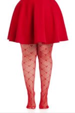 Plus Valentina Heart Net Tights - 1x 2x - Red - Image 3