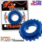OXBALLS Plushy Single Cock Ring – Blue Fire - Image 2