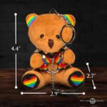 Pride Bear Keychain – Rainbow Plush with Removable Harness and Collar - Image 4