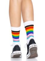 Leg Avenue Pride Crew Socks – Rainbow, One Size