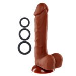 Cloud 9 Pro Sensual Premium Silicone 8 Inch Dong with 3 Cock Rings – Brown - Image 2