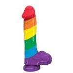 Pumped Rainbow Silicone Dildo – 9.4 in, Waterproof, Harness Compatible - Image 2
