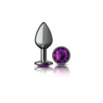 Purple Round Gem Gunmetal Metal Plug - Md - Image 2