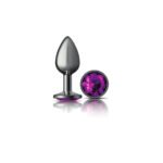 Purple Round Gem Gunmetal Metal Plug - Sm - Image 2