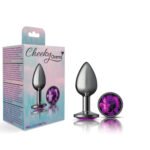 Purple Round Gem Gunmetal Metal Plug - Sm