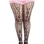 Plus Sweetheart Striped Tights - 1x 2x - Black/pink