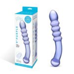 Purple Rain Ribbed Borosilicate Glass Dildo – Purple - Image 2