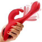 Rabbit Flick Rechargeable Silicone Rabbit Vibrator – Red - Image 5