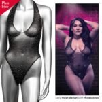 Radiance Deep v Body Suit - Queen - Black - Image 3