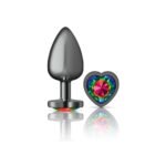 Rainbow Heart Gem Gunmetal Metal Plug - Lg - Image 2