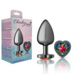 Rainbow Heart Gem Gunmetal Metal Plug - Lg
