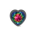 Rainbow Heart Gem Gunmetal Metal Plug - Lg - Image 3