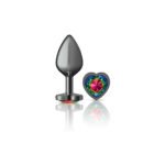 Rainbow Heart Gem Gunmetal Metal Plug - Md - Image 2