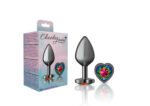 Rainbow Heart Gem Gunmetal Metal Plug - Md