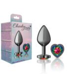 Rainbow Heart Gem Gunmetal Metal Plug - Md