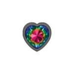 Rainbow Heart Gem Gunmetal Metal Plug - Md - Image 3