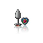Rainbow Heart Gem Gunmetal Metal Plug - Sm - Image 2