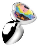 Rainbow Prism Heart Anal Plug – Small, Nickel-Free Aluminum Alloy, Multicolor