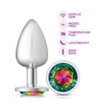 Cheeky Charms Rainbow Round Gem Silver Metal Anal Plug – Large - Image 3