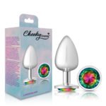 Cheeky Charms Rainbow Round Gem Silver Metal Anal Plug – Large - Image 7