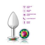 Cheeky Charms Rainbow Round Gem Silver Metal Anal Plug – Medium - Image 3