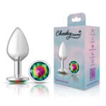 Cheeky Charms Rainbow Round Gem Silver Metal Anal Plug – Medium - Image 6