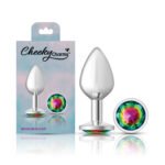 Cheeky Charms Rainbow Round Gem Silver Metal Anal Plug – Medium - Image 8