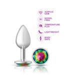 Cheeky Charms Rainbow Round Gem Silver Metal Anal Plug – Small - Image 3
