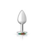 Cheeky Charms Rainbow Round Gem Silver Metal Anal Plug – Small - Image 5