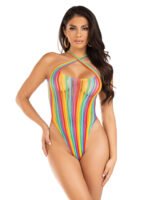 Rainbow Stripe Cross-Over Bodysuit - One Size - Multicolor - Image 3