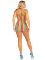 Rainbow Stripe Cross Over Mini Dress - One Size - Multicolor - Image 4