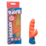 Rave Tickler Rechargeable Dual Vibrator with Swirled Shaft and Triple Ticklers – Orange - Image 2