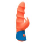 Rave Tickler Rechargeable Dual Vibrator with Swirled Shaft and Triple Ticklers – Orange - Image 3